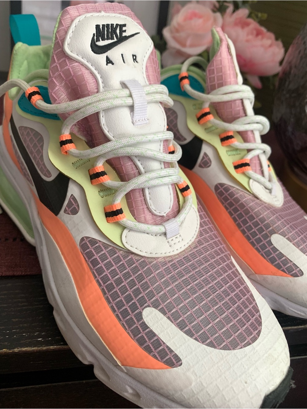 Nike women’s Sneakers in Pink with Orange and Light Green Accents